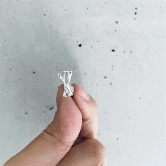 Ski Stud Earrings - Silver