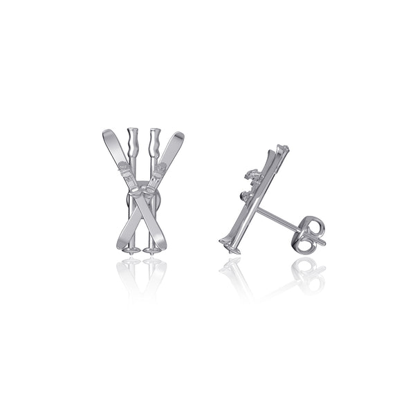 Ski Stud Earrings - Silver