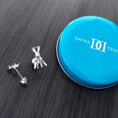 Ski Stud Earrings - Silver