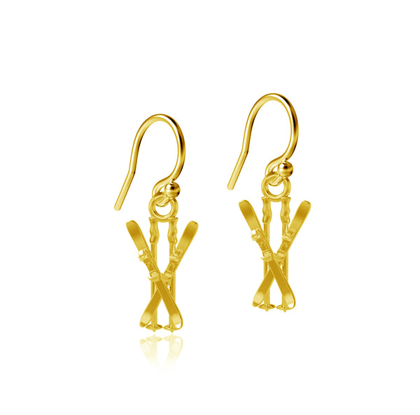 Ski Dangle Earrings - Gold