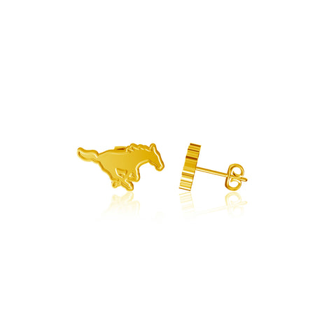 Southern Methodist Mustangs Post Earrings - Gold Plated