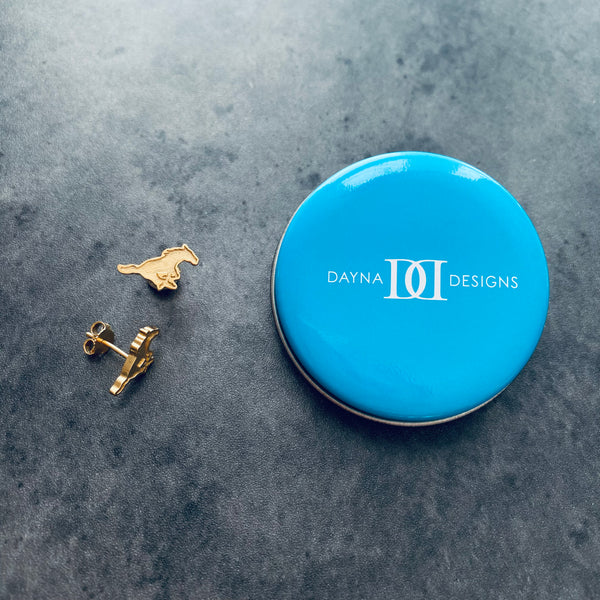 Southern Methodist Mustangs Stud Earrings - Gold