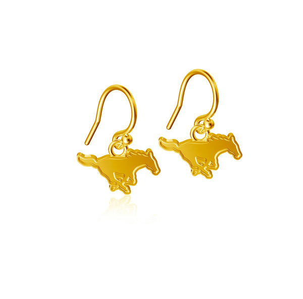 Southern Methodist Mustangs Dangle Earrings - Gold