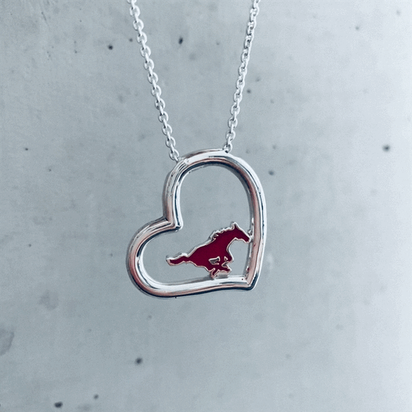 Southern Methodist Mustangs Heart Pendant Necklace - Enamel