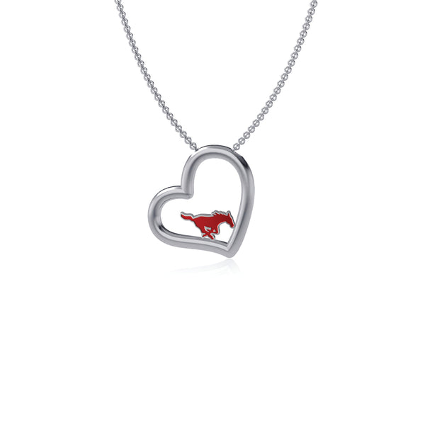 Southern Methodist Mustangs Heart Pendant Necklace - Enamel