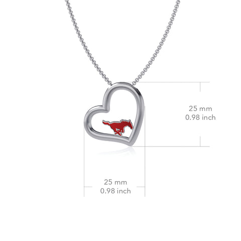 Southern Methodist Mustangs Heart Pendant Necklace - Enamel