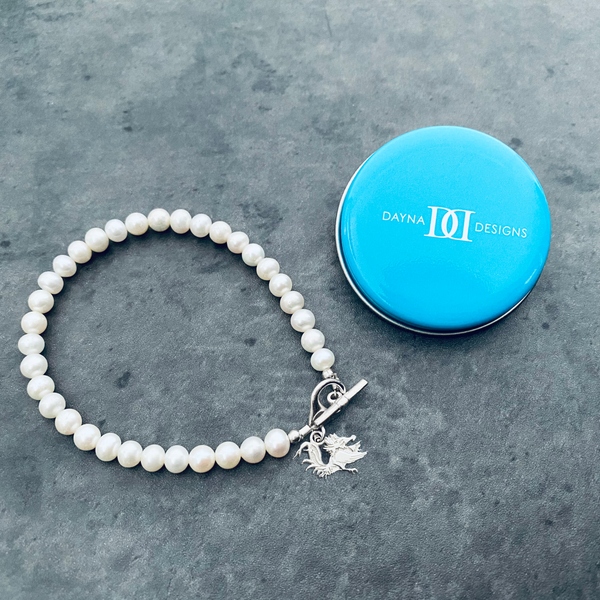University of South Carolina Pearl Bracelet - Silver