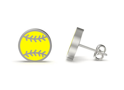 Softball Stud Earrings - Enamel