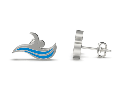 Swimming Stud Earrings - Enamel