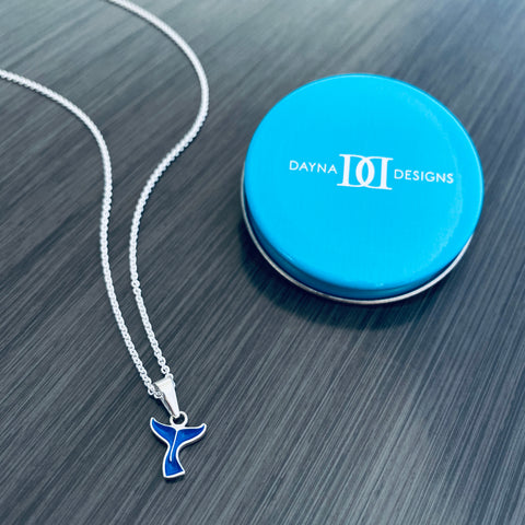 Whale Tail Pendant Necklace - Enamel