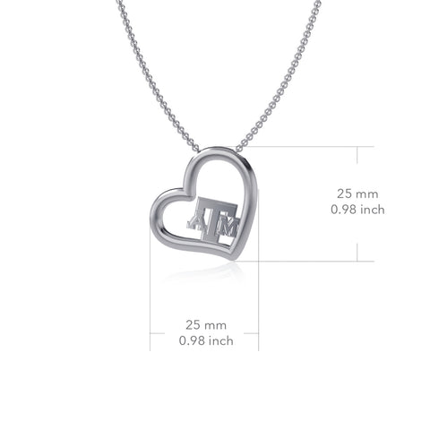 Texas A&M Aggies Heart Pendant Necklace - Silver