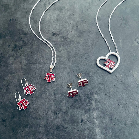 Texas A&M Aggies Heart Pendant Necklace - Enamel