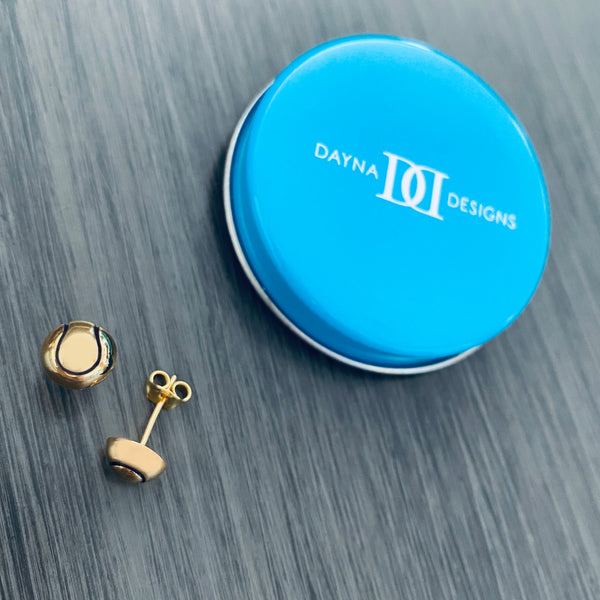 Tennis Ball Stud Earrings - Gold