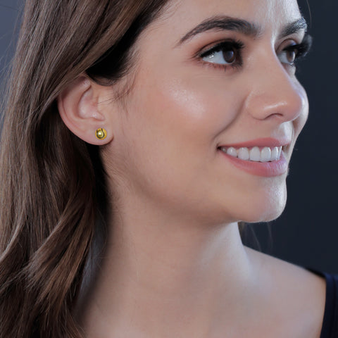 Tennis Ball Stud Earrings - Gold