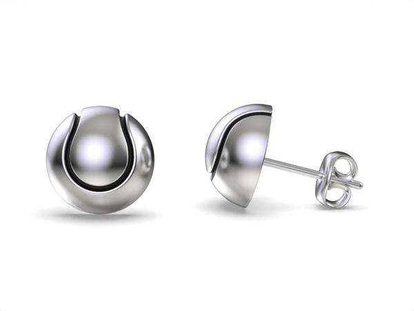 Tennis Ball Stud Earrings - Silver