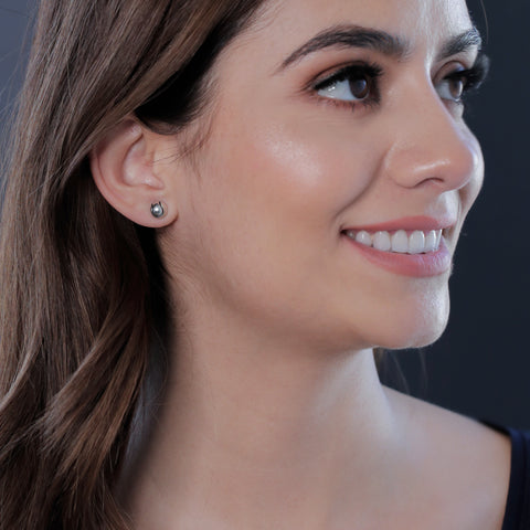 Tennis Ball Stud Earrings - Silver