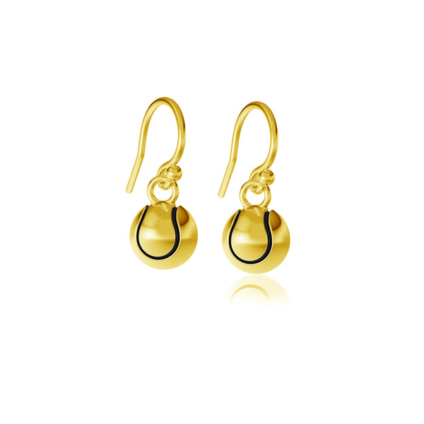 Tennis Ball Dangle Earrings - Gold