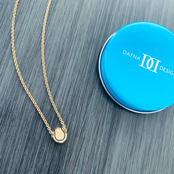 Tennis Ball Pendant Necklace - Gold