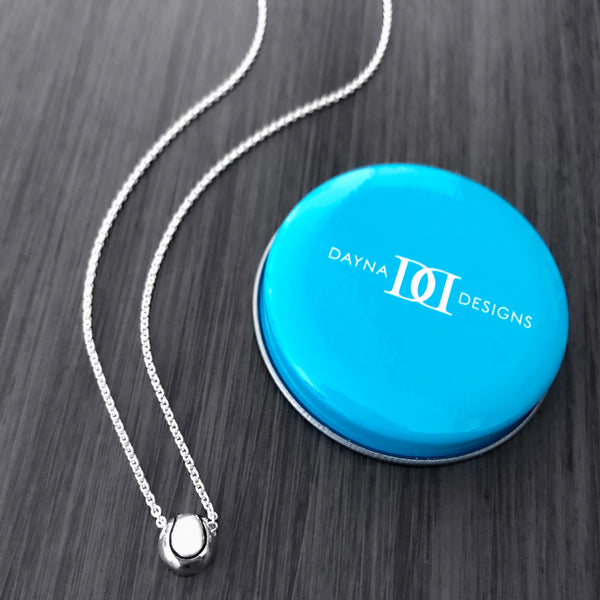 Tennis Ball Pendant Necklace - Silver