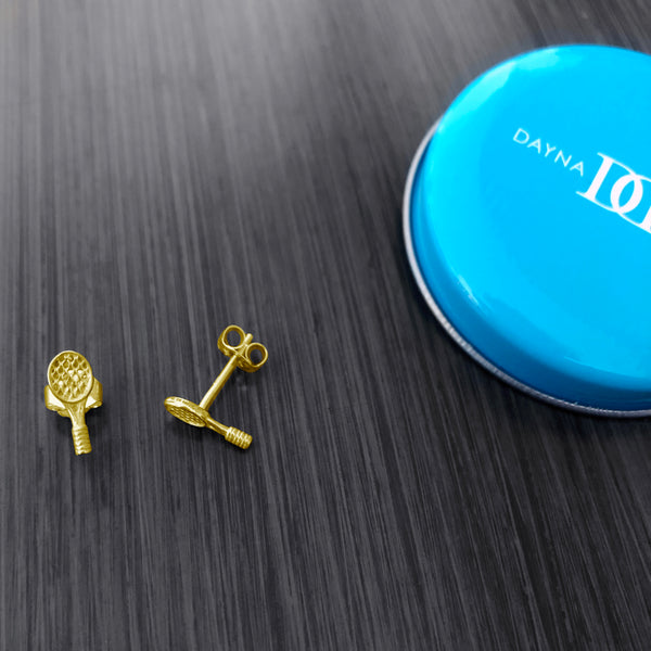 Tennis Racket Stud Earrings - Gold