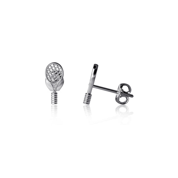 Tennis Racket Stud Earrings - Silver