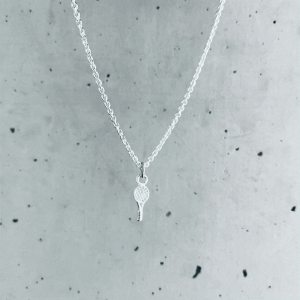 Tennis Racket Pendant Necklace - Silver