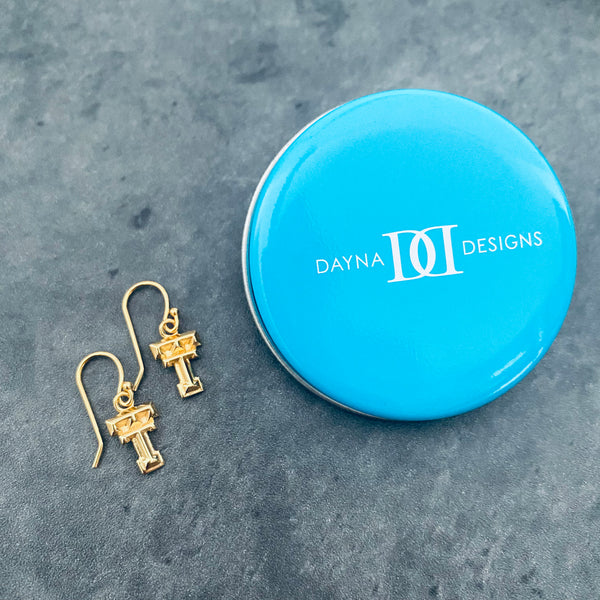 Texas Tech University Dangle Earrings - Gold