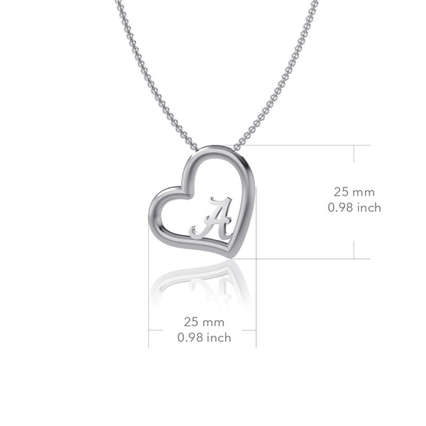 University of Alabama Heart Necklace - Silver