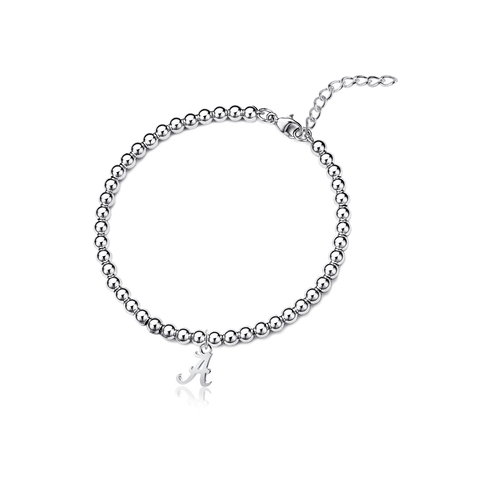 University of Alabama Silver Beaded Bracelet