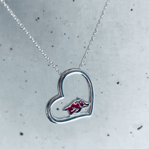 University of Arkansas Razorbacks Heart Pendant Necklace - Enamel