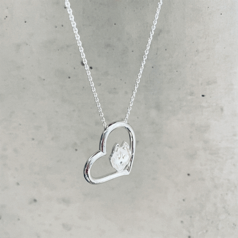 Connecticut Huskies Heart Pendant Necklace - Silver