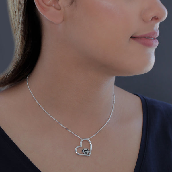 University of Georgia Heart Necklace - Silver