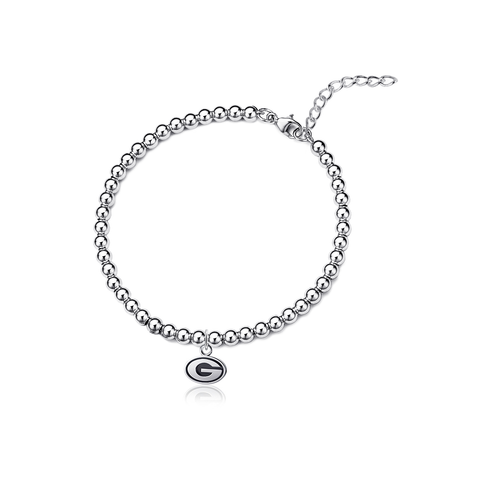 University of Georgia Silver Beaded Bracelet