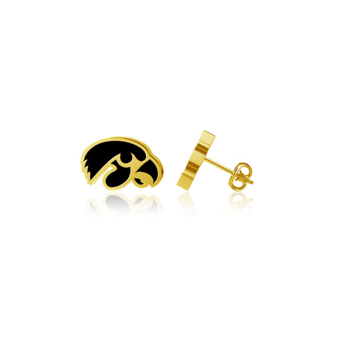 University of Iowa Post Earrings - Gold Plated Enamel