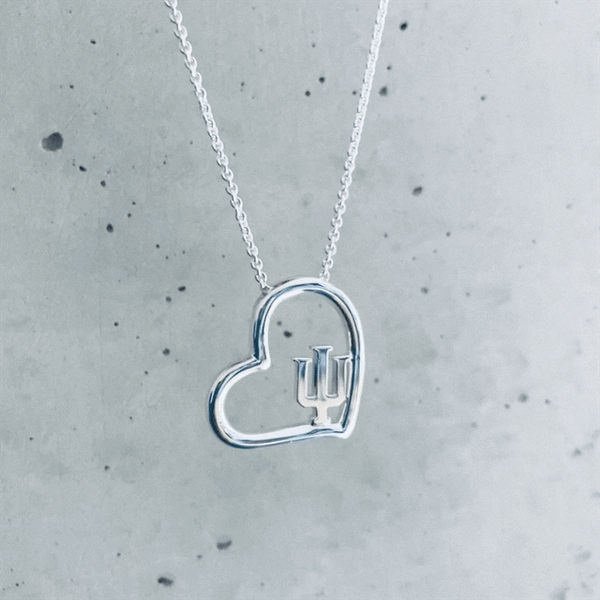 Indiana University Heart Necklace - Silver