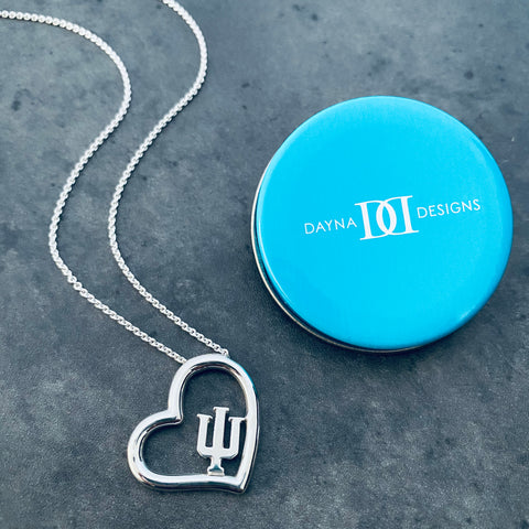 Indiana University Heart Necklace - Silver