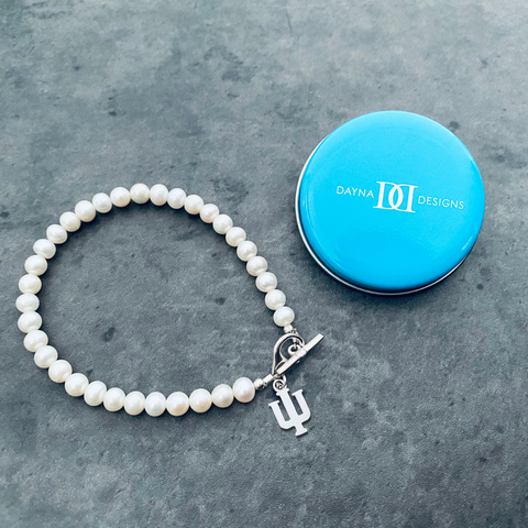 Indiana University Pearl Bracelet - Silver