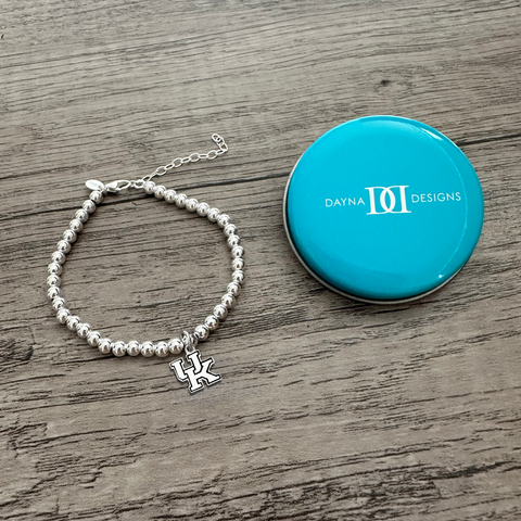 University of Kentucky Silver Beaded Bracelet