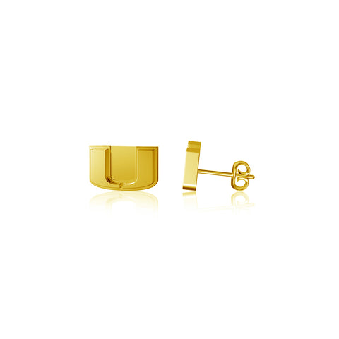 Miami Hurricanes Post Earrings - Gold Plated