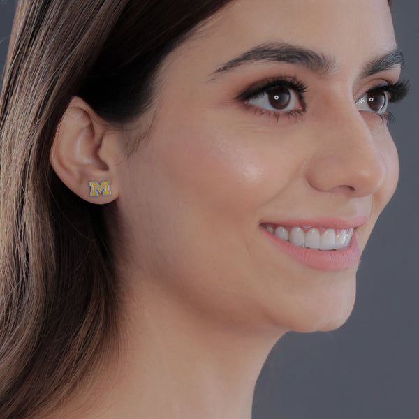 University of Michigan Stud Earrings - Enamel
