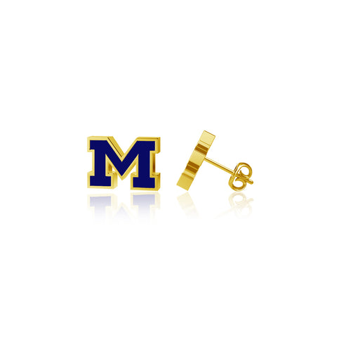University of Michigan Stud Earrings - Gold Enamel