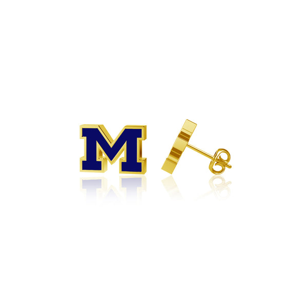 University of Michigan Stud Earrings - Gold Enamel