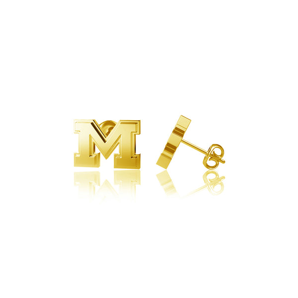 University of Michigan Stud Earrings - Gold