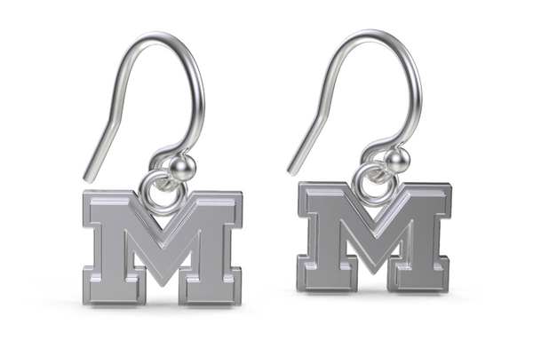 University of Michigan Dangle Earrings - Silver