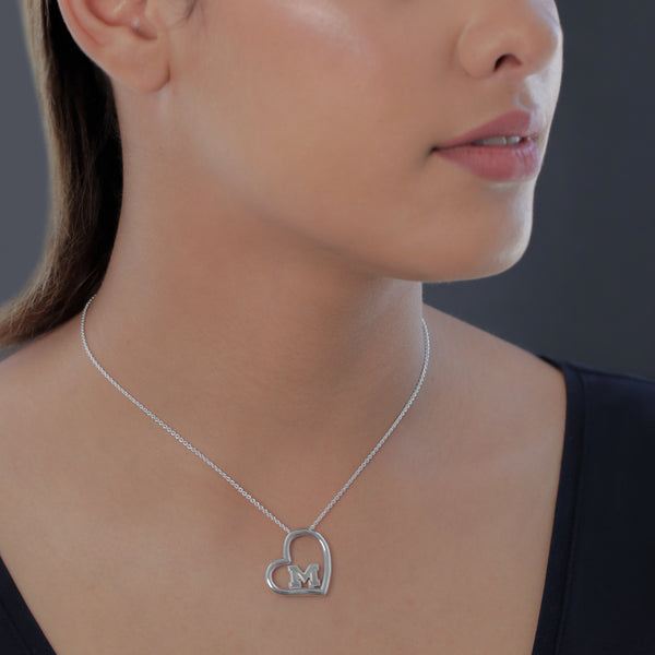 University of Michigan Heart Necklace - Silver