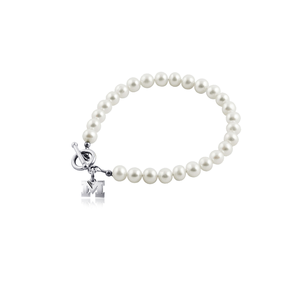 University of Michigan Pearl Bracelet - Silver