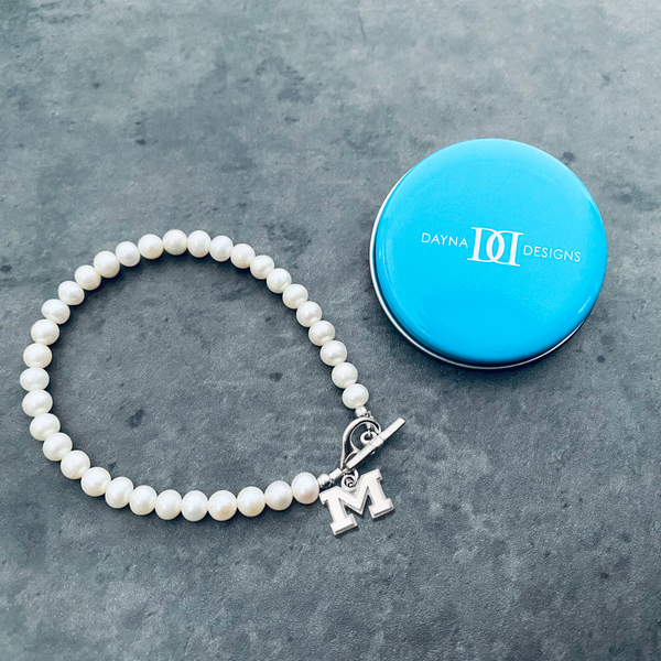 University of Michigan Pearl Bracelet - Silver