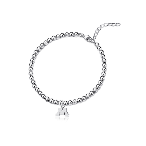 University of Minnesota Silver Beaded Bracelet