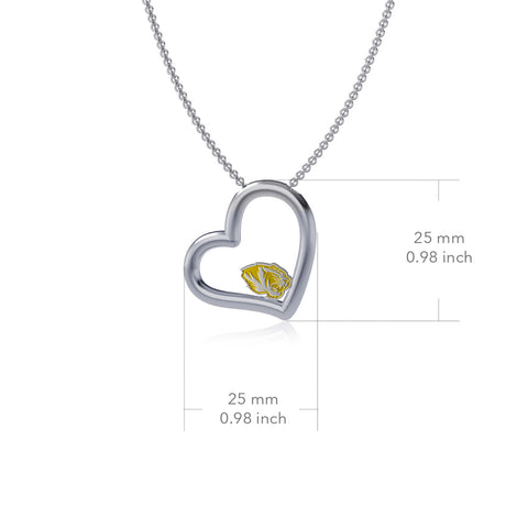 Missouri Tigers Heart Pendant Necklace - Enamel
