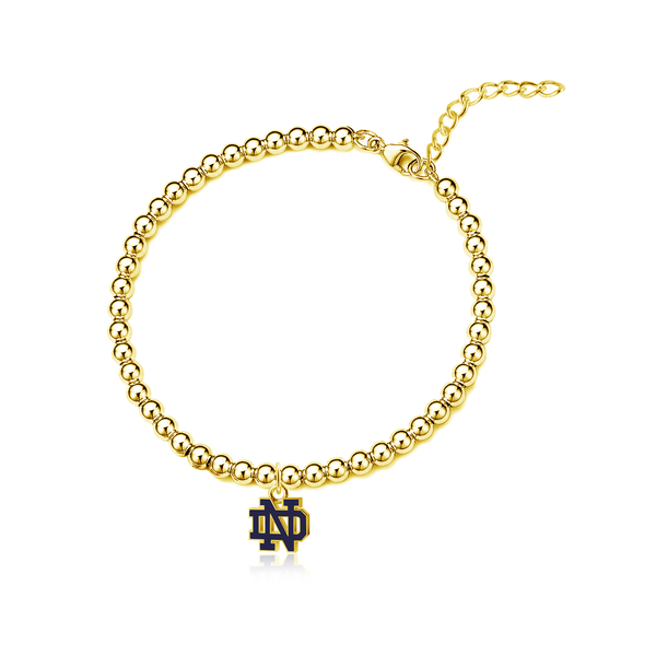 University of Notre Dame Beaded Bracelet - Gold Enamel
